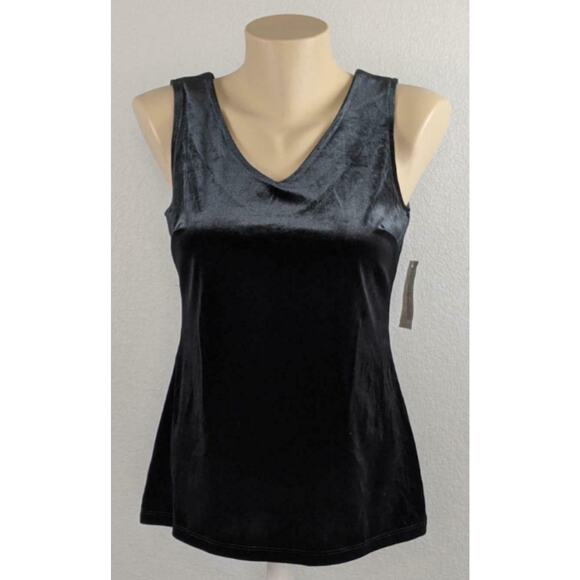 Charter Club Velvet Tank Top Women's Black Medium V-Neck Sleeveless Career New - Picture 1 of 5